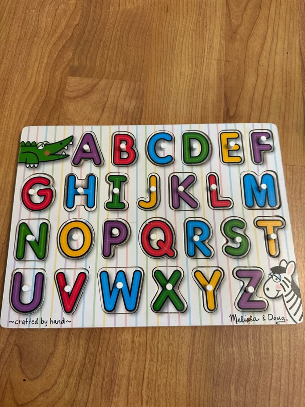 Melissa & Doug Wooden Alphabet Peg Puzzle ABC Preschool Montessori Learning Toy